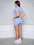 Macaquinho Fitness Waffle com Zíper