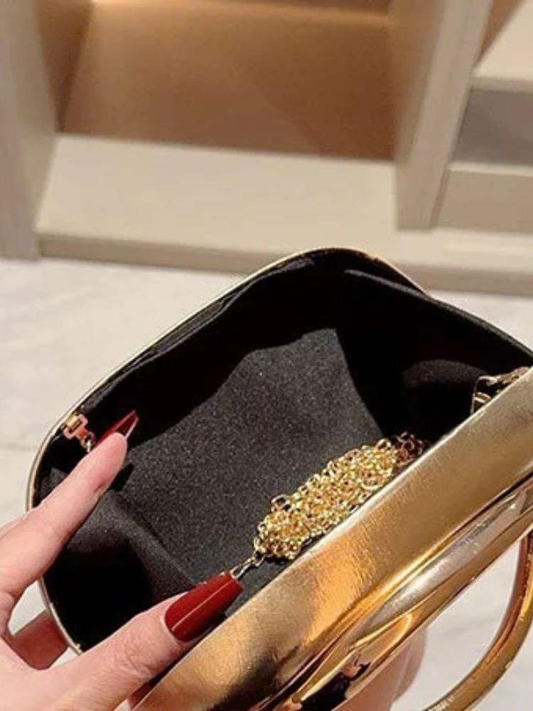 Bolsa Feminina clutch Metal dourado Kefera