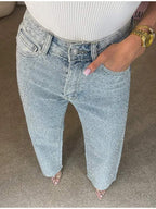 Calça Jean Feminina Com Strass Raika