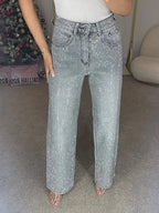 Calça Jean Feminina Com Strass Raika