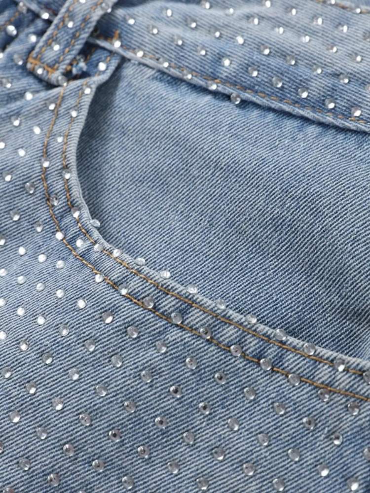 Calça Jean Feminina Com Strass Raika