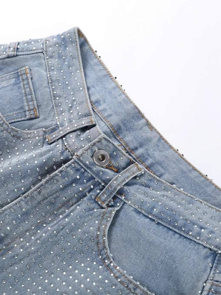 Calça Jean Feminina Com Strass Raika
