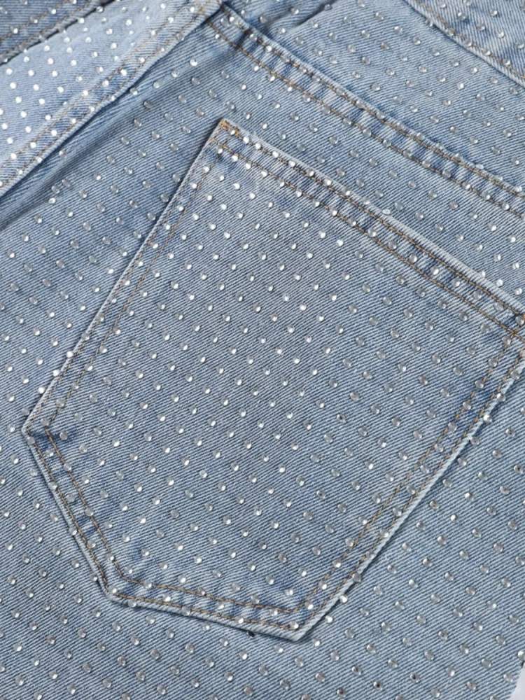 Calça Jean Feminina Com Strass Raika
