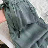 Calças Largas de Seda Femininas Cintura Alta Rachel