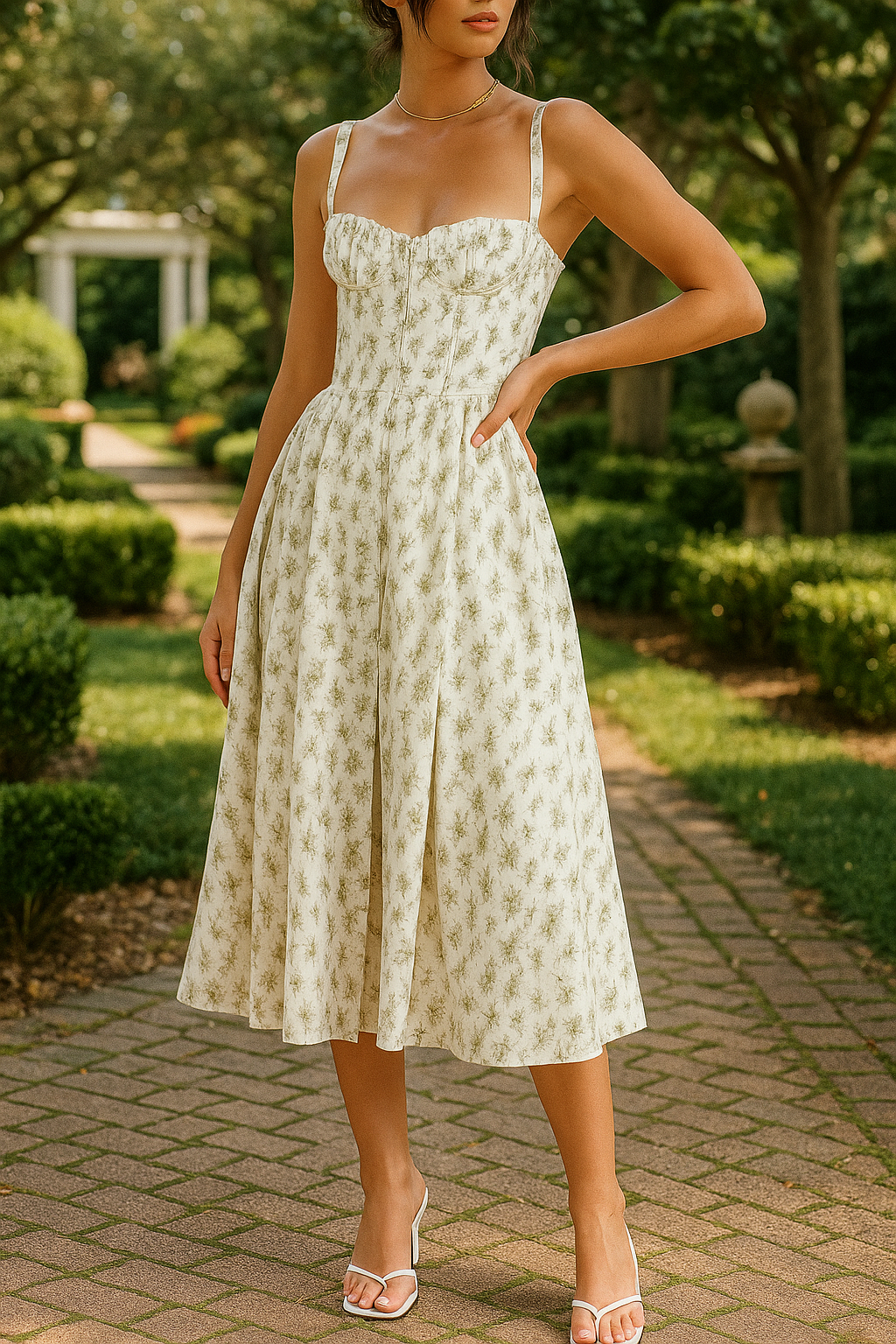 Vestido Midi Floral com Fenda Lateral