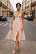 Vestido Midi Floral com Fenda Lateral