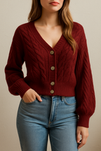 Suéter Feminino Decote V Clarise