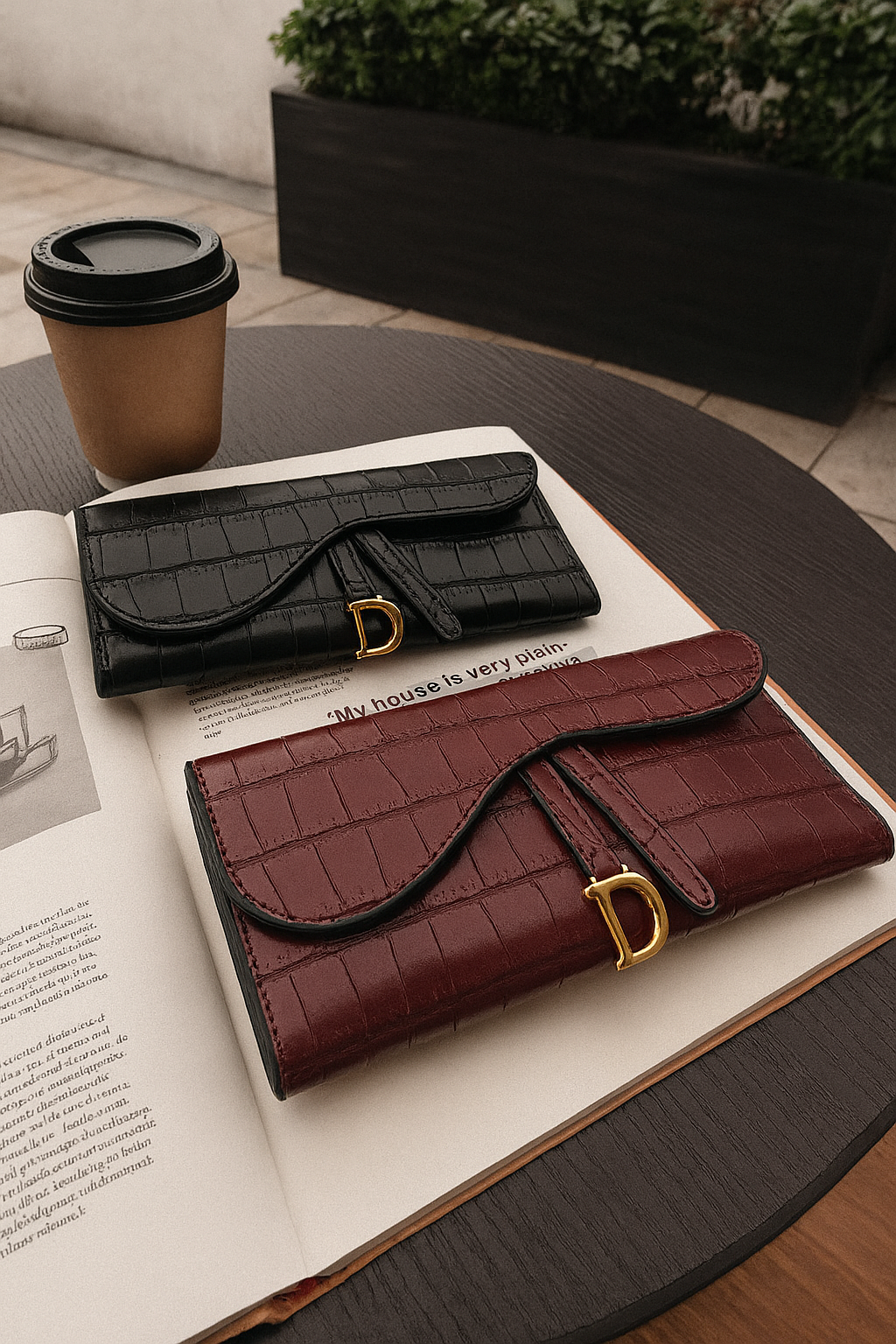 Carteira Feminina Couro Sintético Estampa de Jacaré