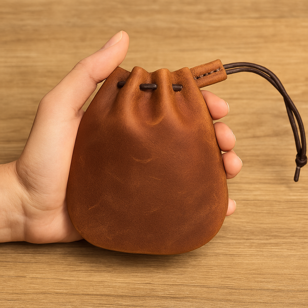 Porta Moeda De Corda Couro Legítimo Cibele