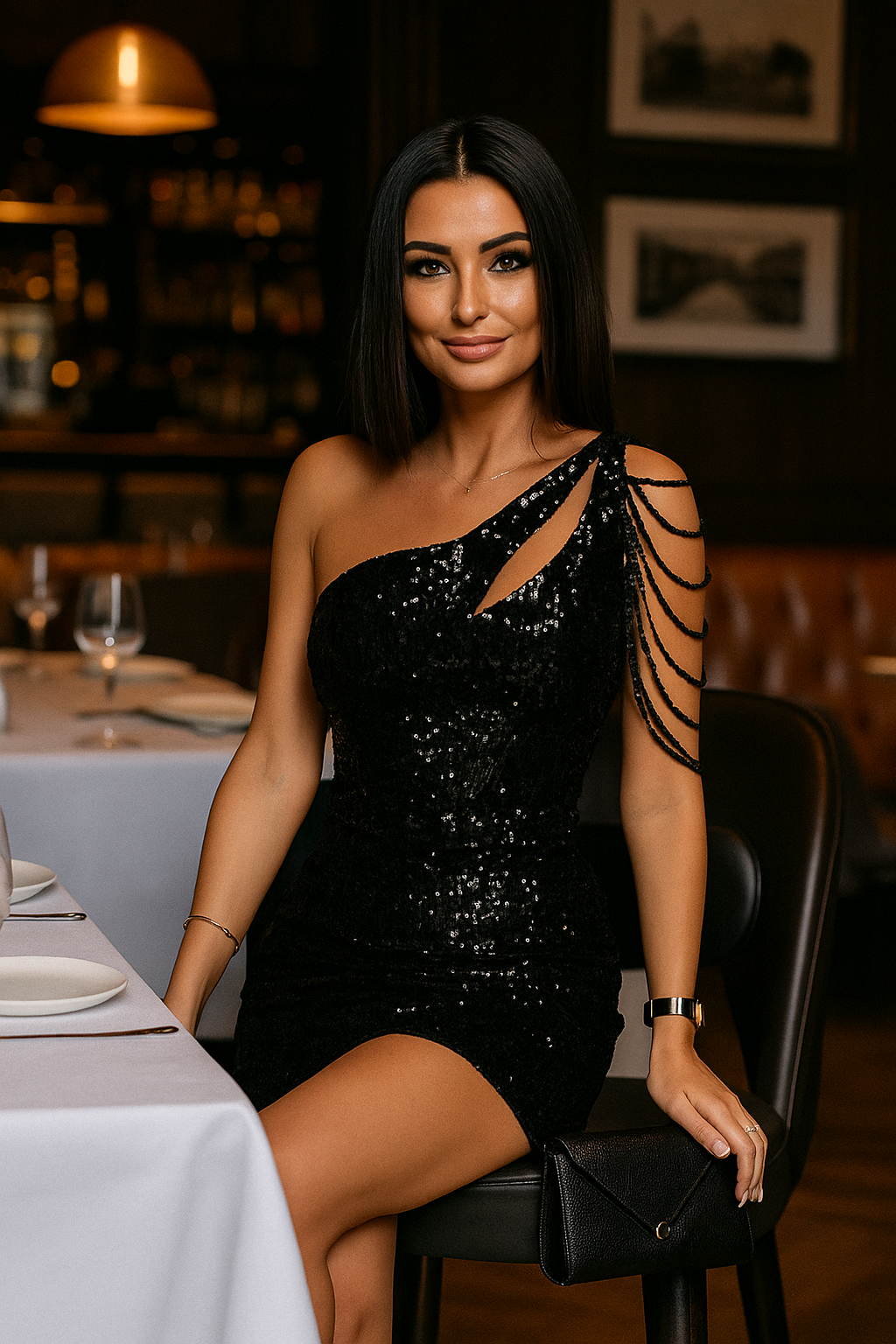 Vestido Feminino Curto Paetê Fabian