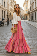 Saia Feminina Estampada Pink