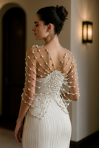 Top Feminino Colar de Pérolas Danila