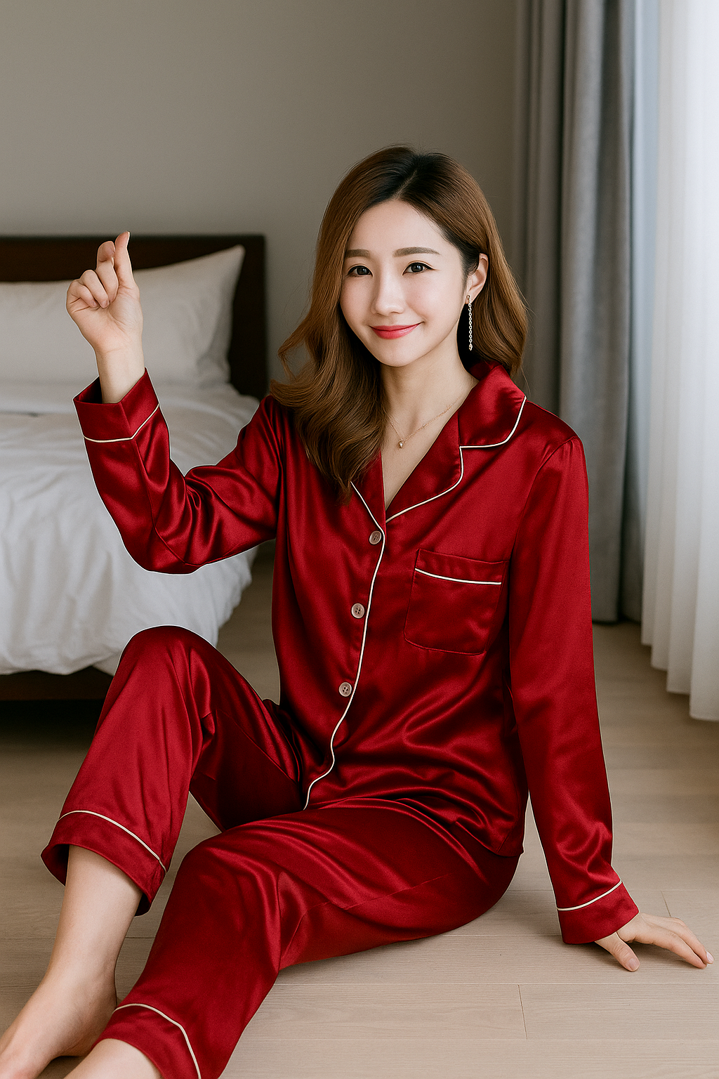 Conjunto Feminino Pijama de Seda Aura