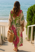 Vestido Feminino Longo Estampado Decote V Atena