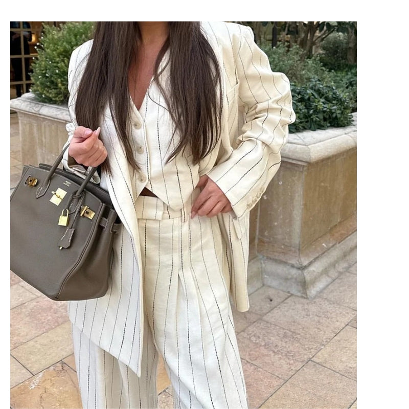 Conjunto Feminino Blazer Listrado  kyla