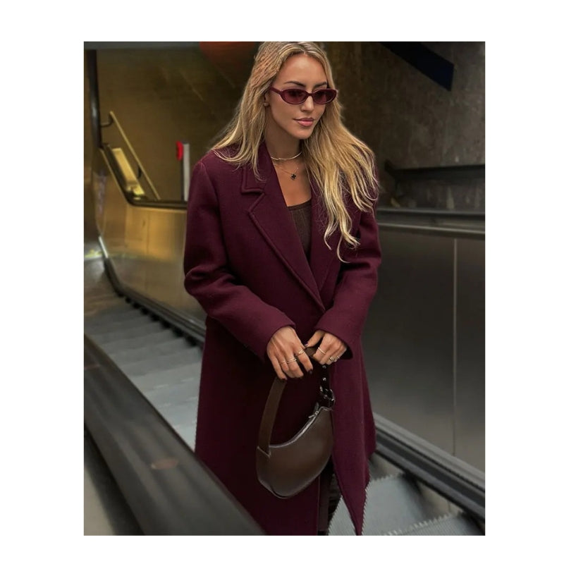 Casaco de Lã Feminino Borgonha Rubia