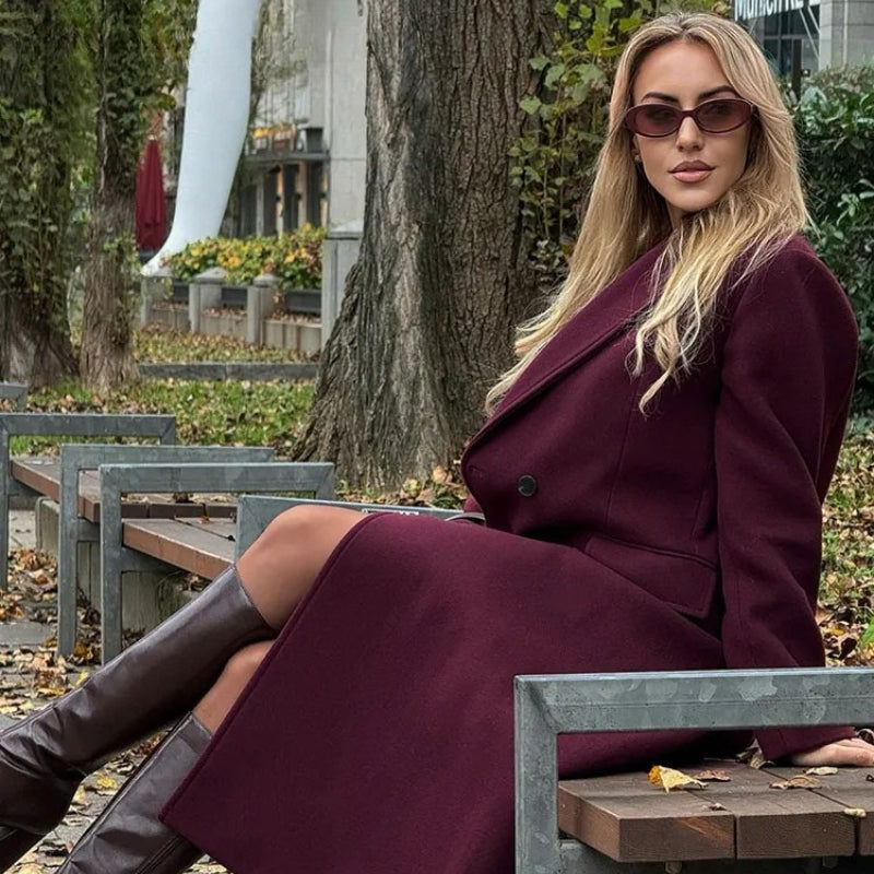 Casaco de Lã Feminino Borgonha Rubia