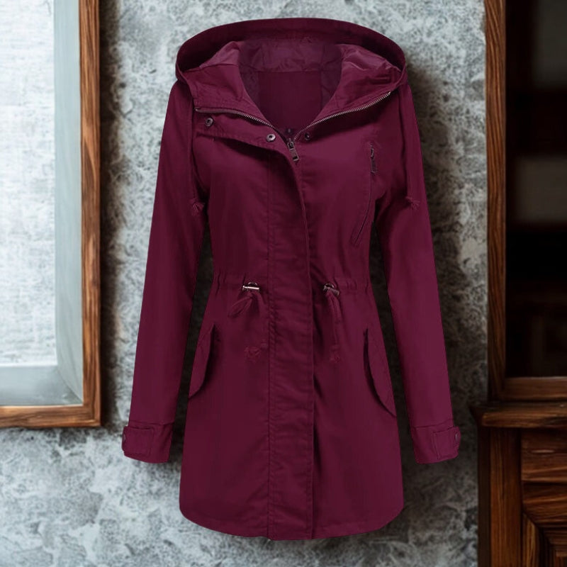 Jaqueta feminina com capuz e zíper