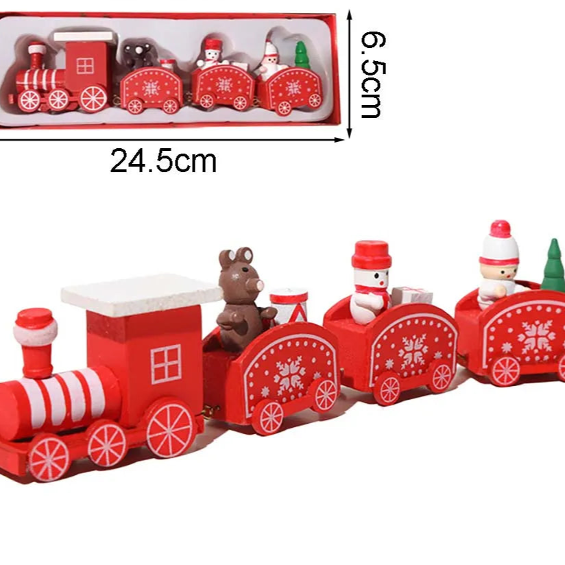 Decoração de trem de madeira para Natal