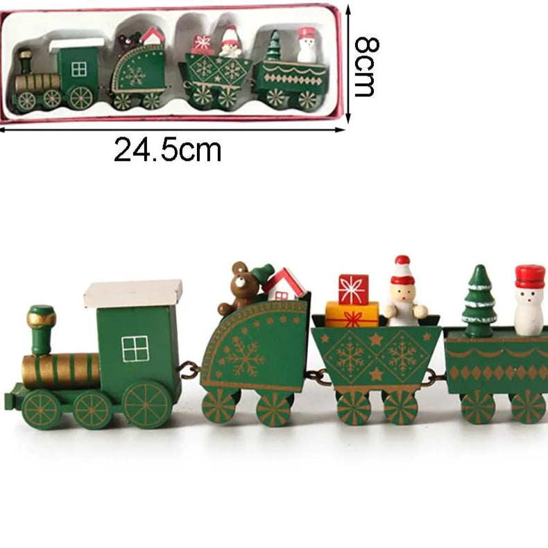 Decoração de trem de madeira para Natal