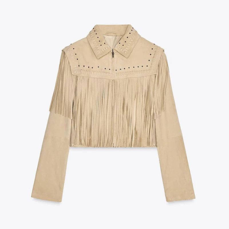 Casaco Curto Casual Retro Com Miçangas Cissi