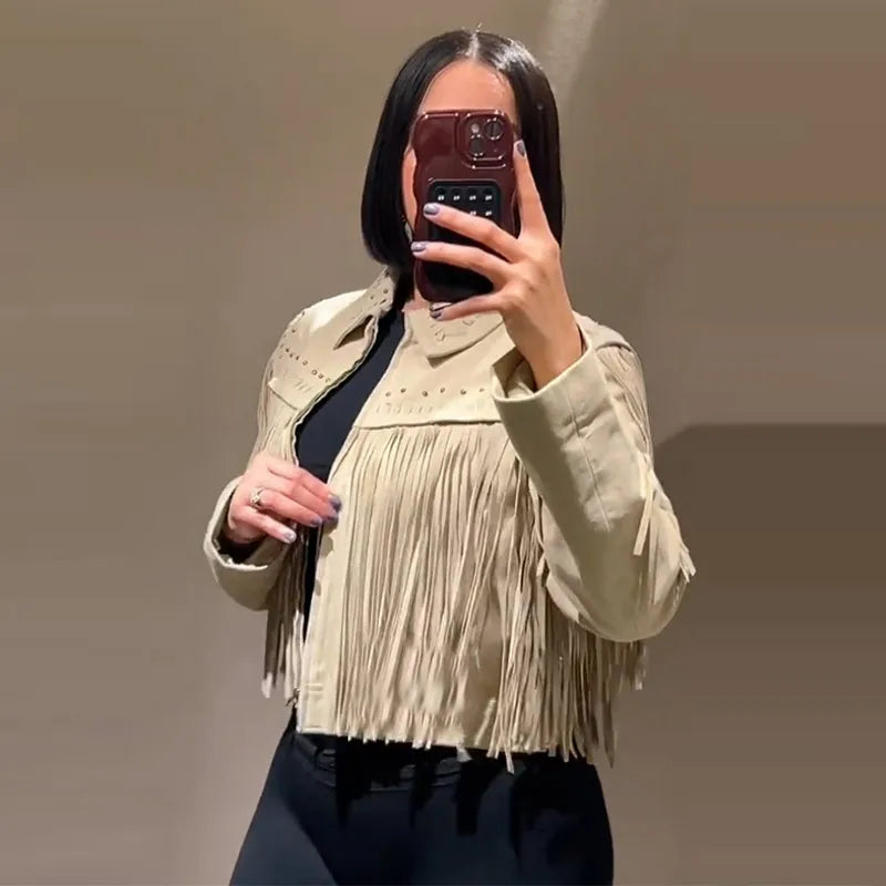 Casaco Curto Casual Retro Com Miçangas Cissi