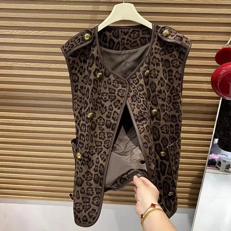 Colete Feminino estilo Frances Leopardo
