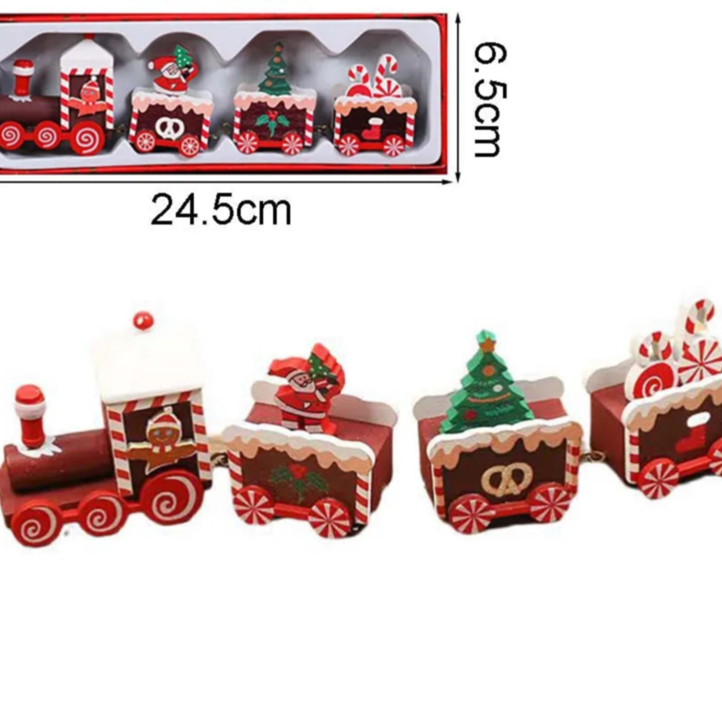 Decoração de trem de madeira para Natal