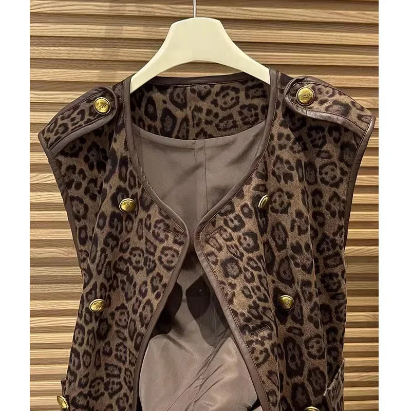 Colete Feminino estilo Frances Leopardo