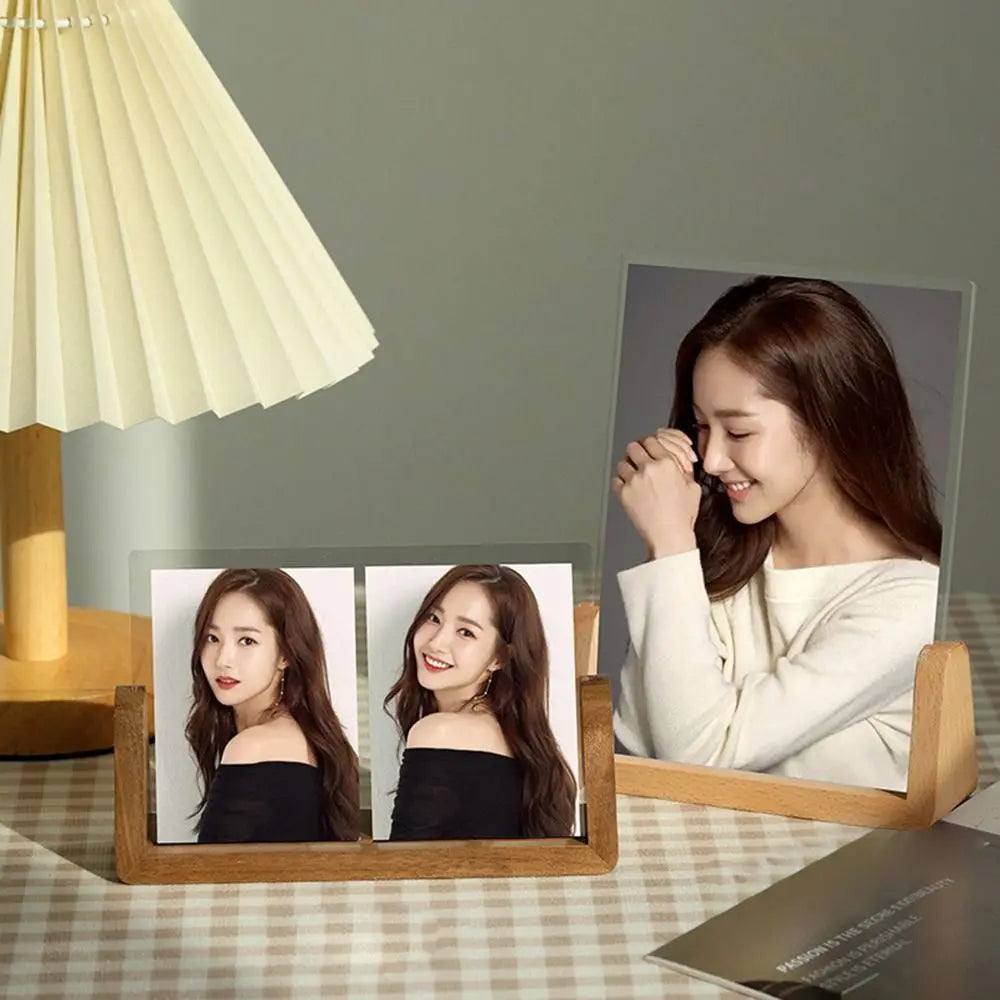 Moldura criativa de acrílico transparente para fotos em madeira