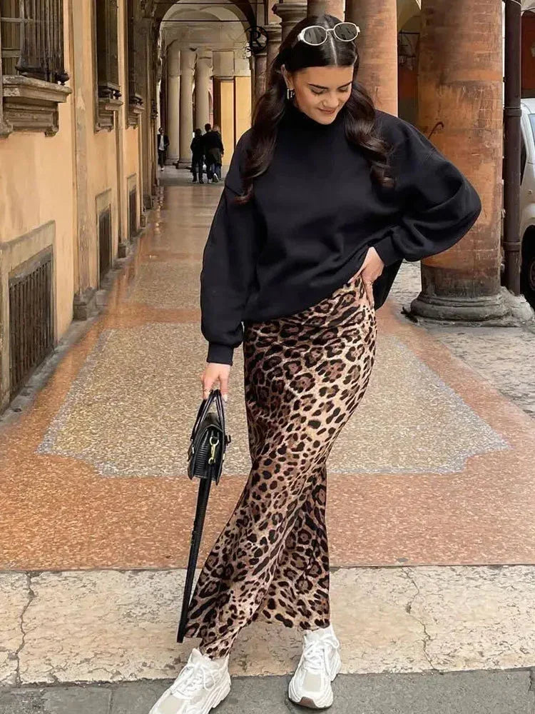 Saia Feminina Longa Estampa de Leopardo Asylas