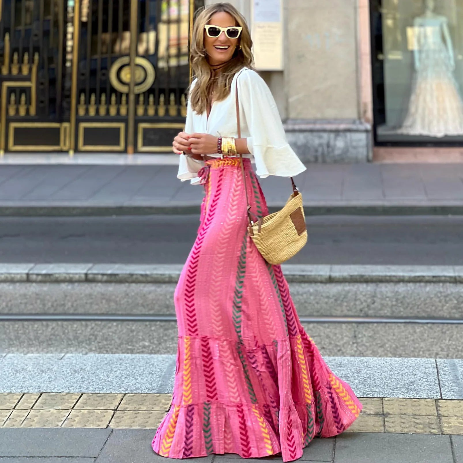 Saia Feminina Estampada Pink