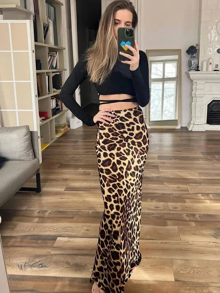 Saia Feminina Longa Estampa de Leopardo Asylas