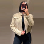 Casaco Curto Casual Retro Com Miçangas Cissi