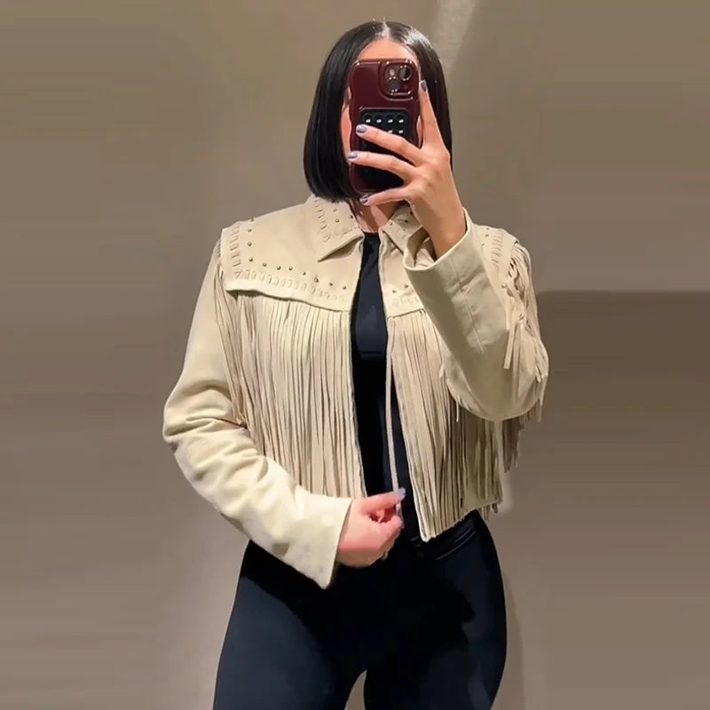 Casaco Curto Casual Retro Com Miçangas Cissi