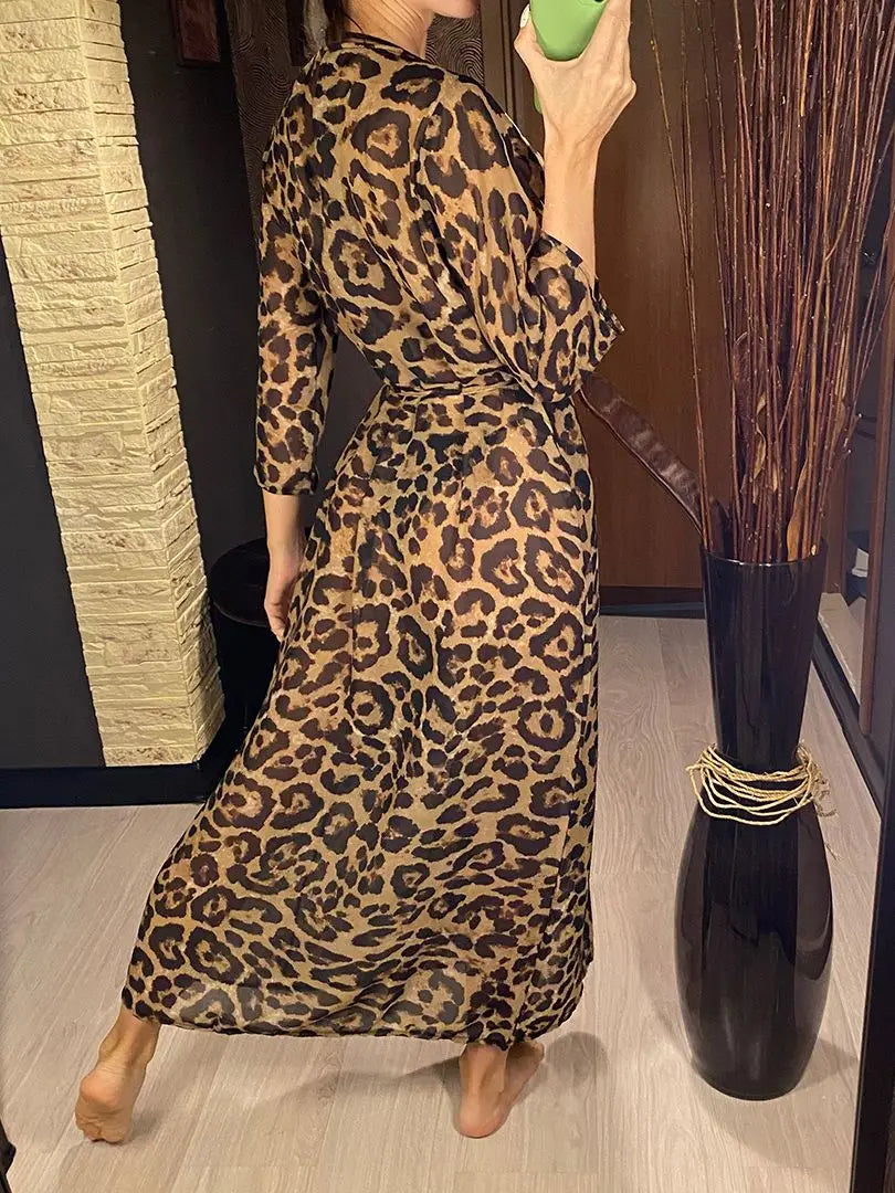 Saída De Praia Estampa Leopardo Liz