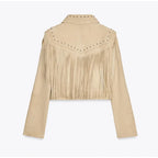 Casaco Curto Casual Retro Com Miçangas Cissi