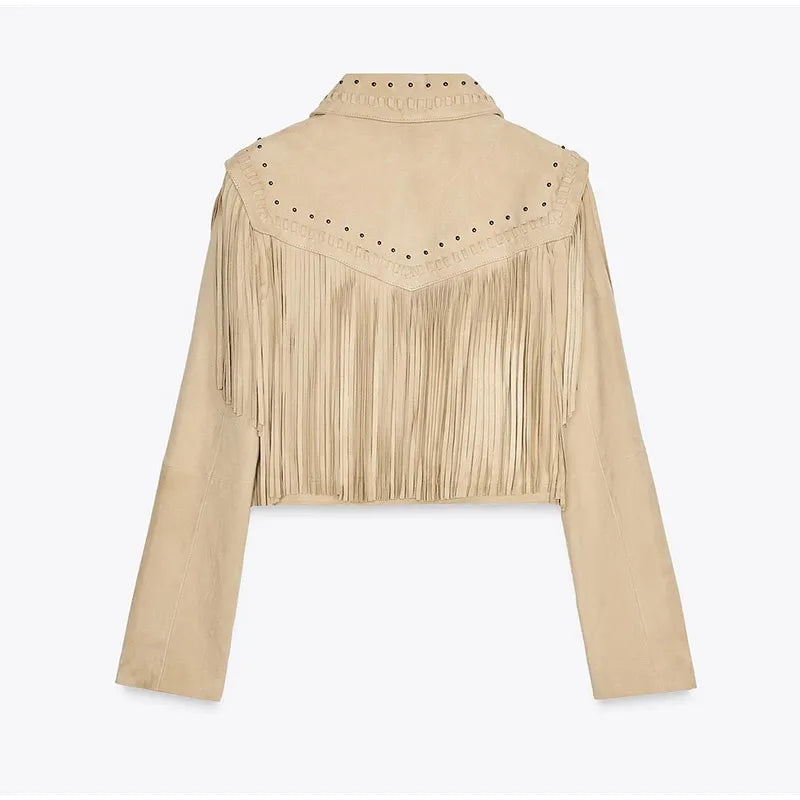 Casaco Curto Casual Retro Com Miçangas Cissi