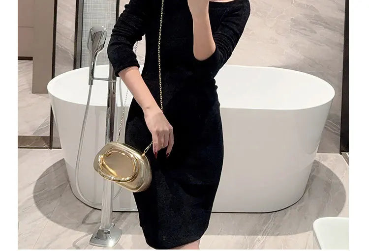 Bolsa Feminina clutch Metal dourado Kefera