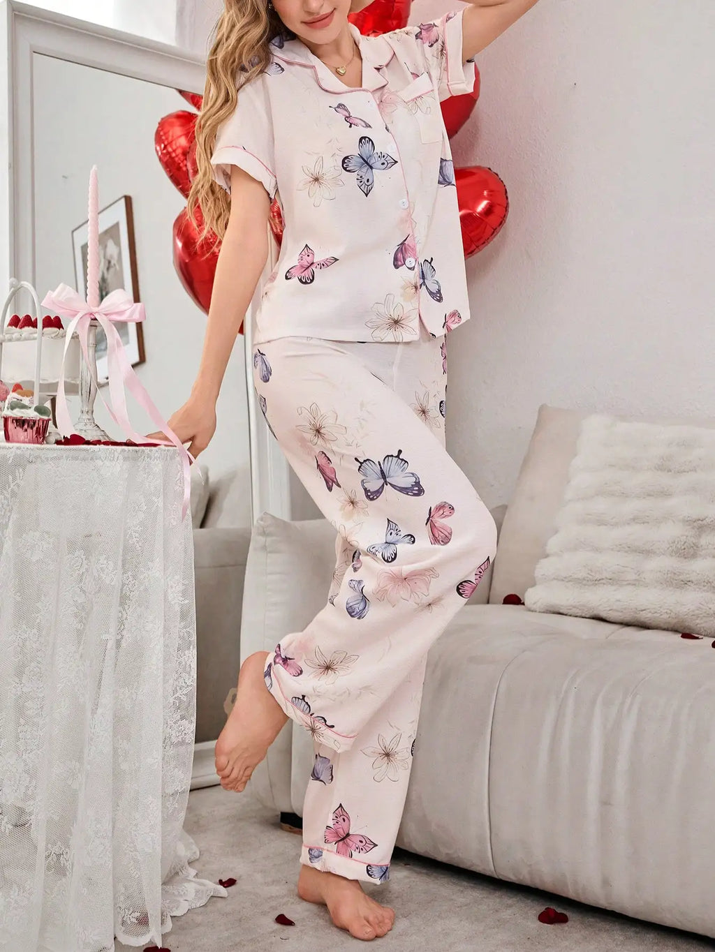 Conjunto Feminino Pijama Borboletas Jéssica