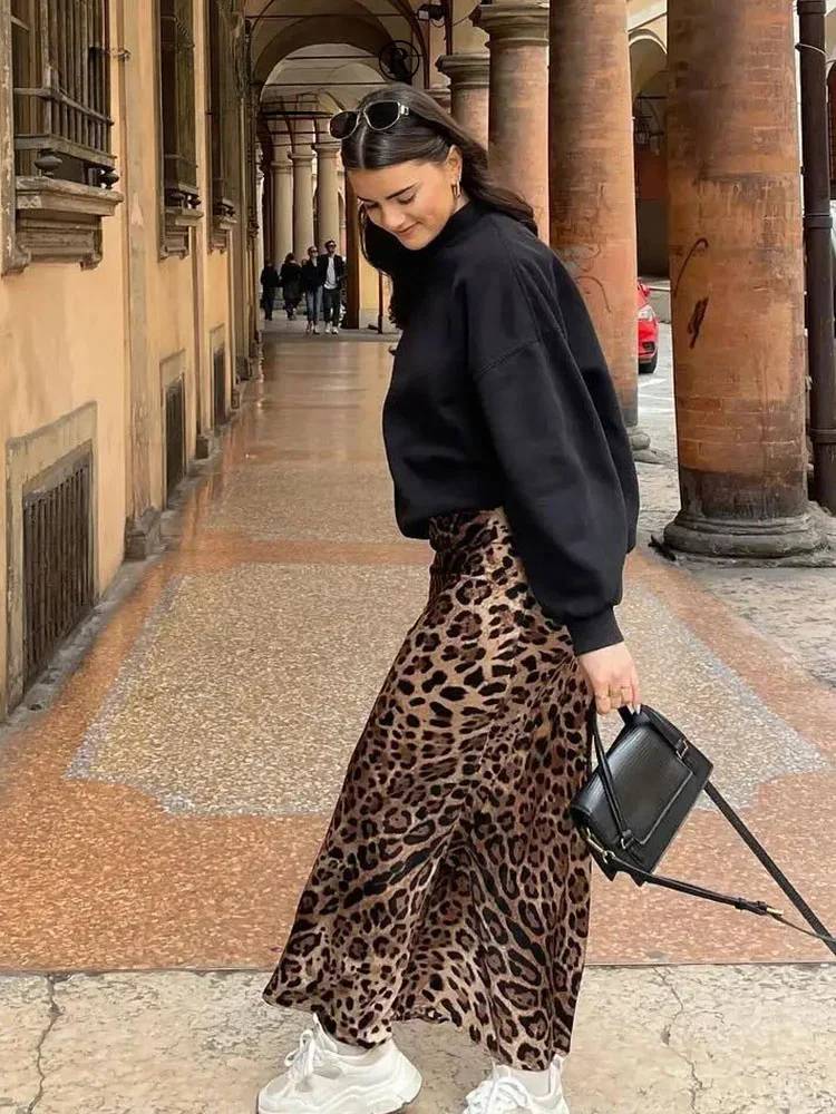 Saia Feminina Longa Estampa de Leopardo Asylas