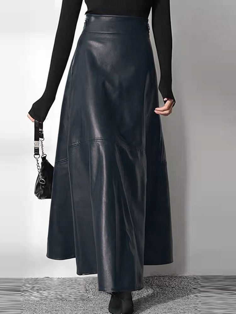Saia Longa Feminina de Couro Zanea