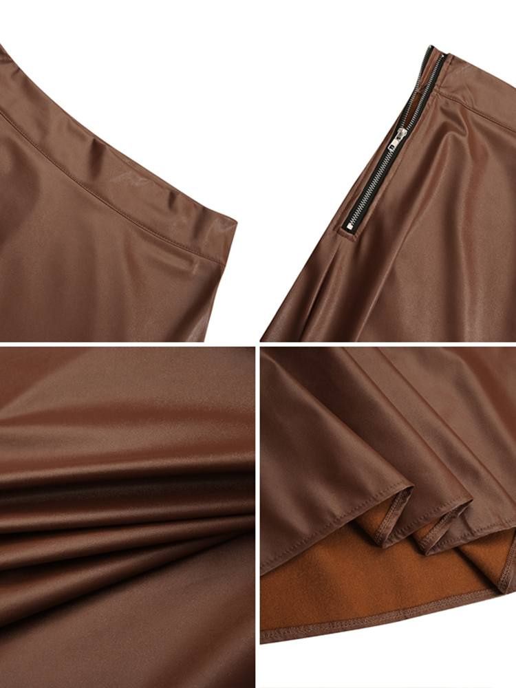 Saia Longa Feminina de Couro Zanea