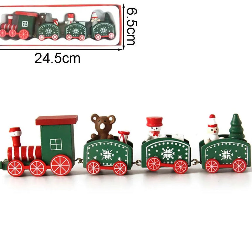 Decoração de trem de madeira para Natal