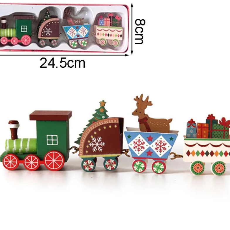 Decoração de trem de madeira para Natal