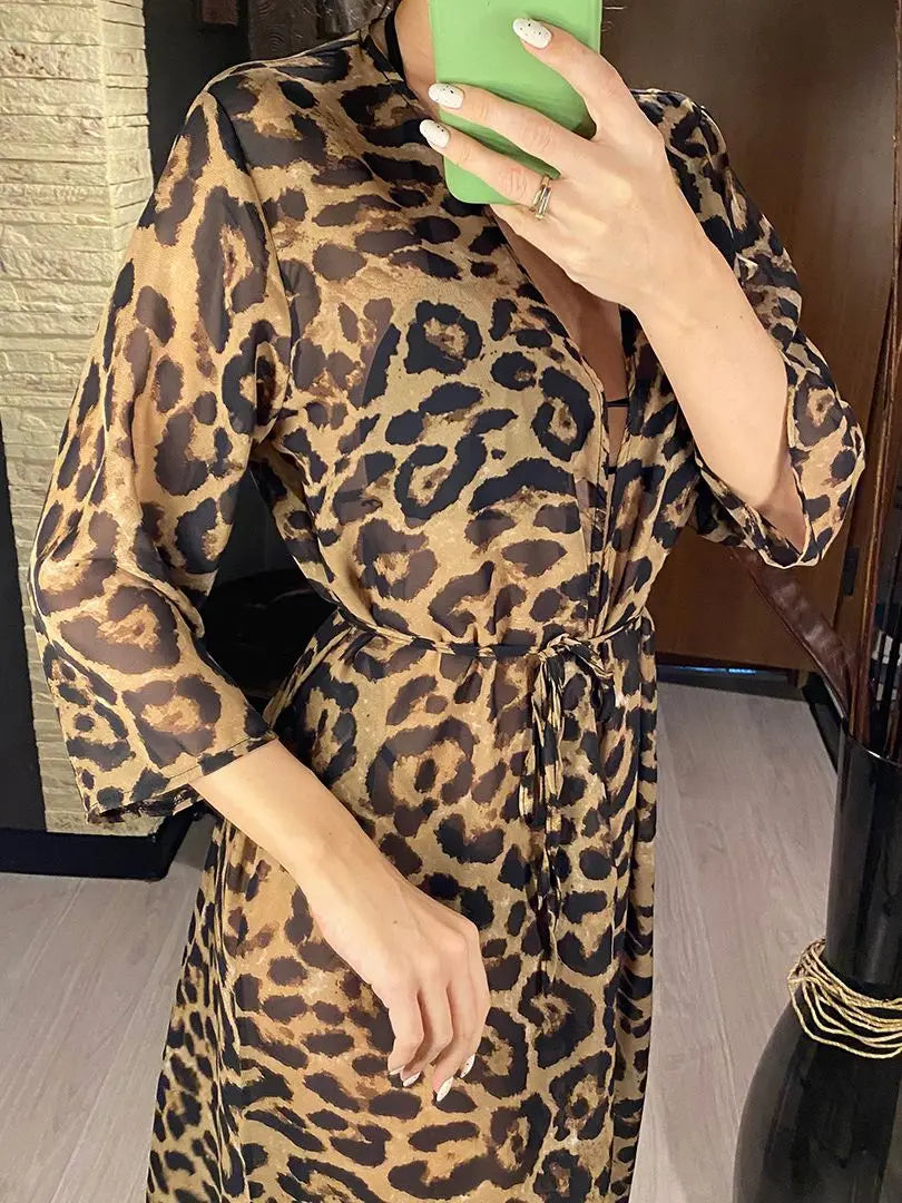 Saída De Praia Estampa Leopardo Liz