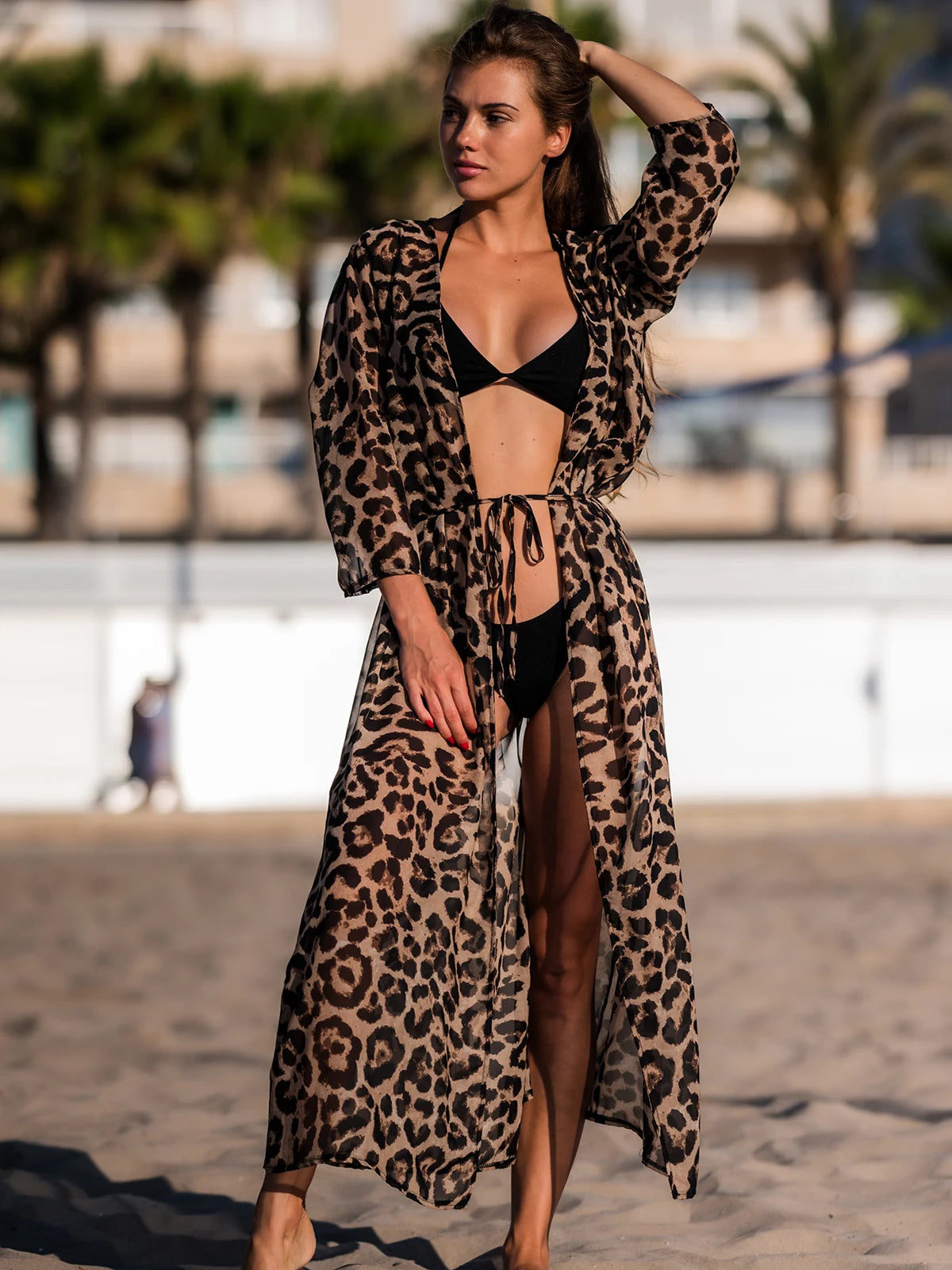 Saída De Praia Estampa Leopardo Liz