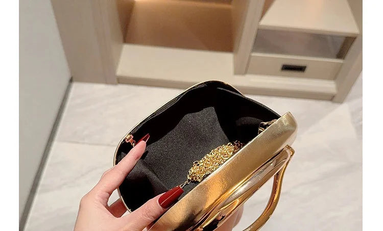 Bolsa Feminina clutch Metal dourado Kefera