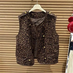 Colete Feminino estilo Frances Leopardo