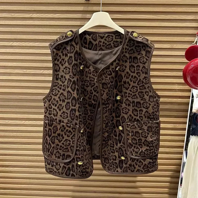 Colete Feminino estilo Frances Leopardo